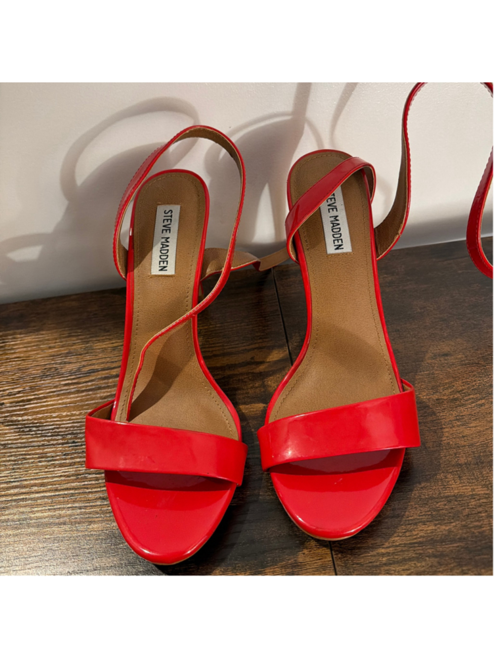 Women's Steve Madden Red Patent Ankle Strap Heels Size 10